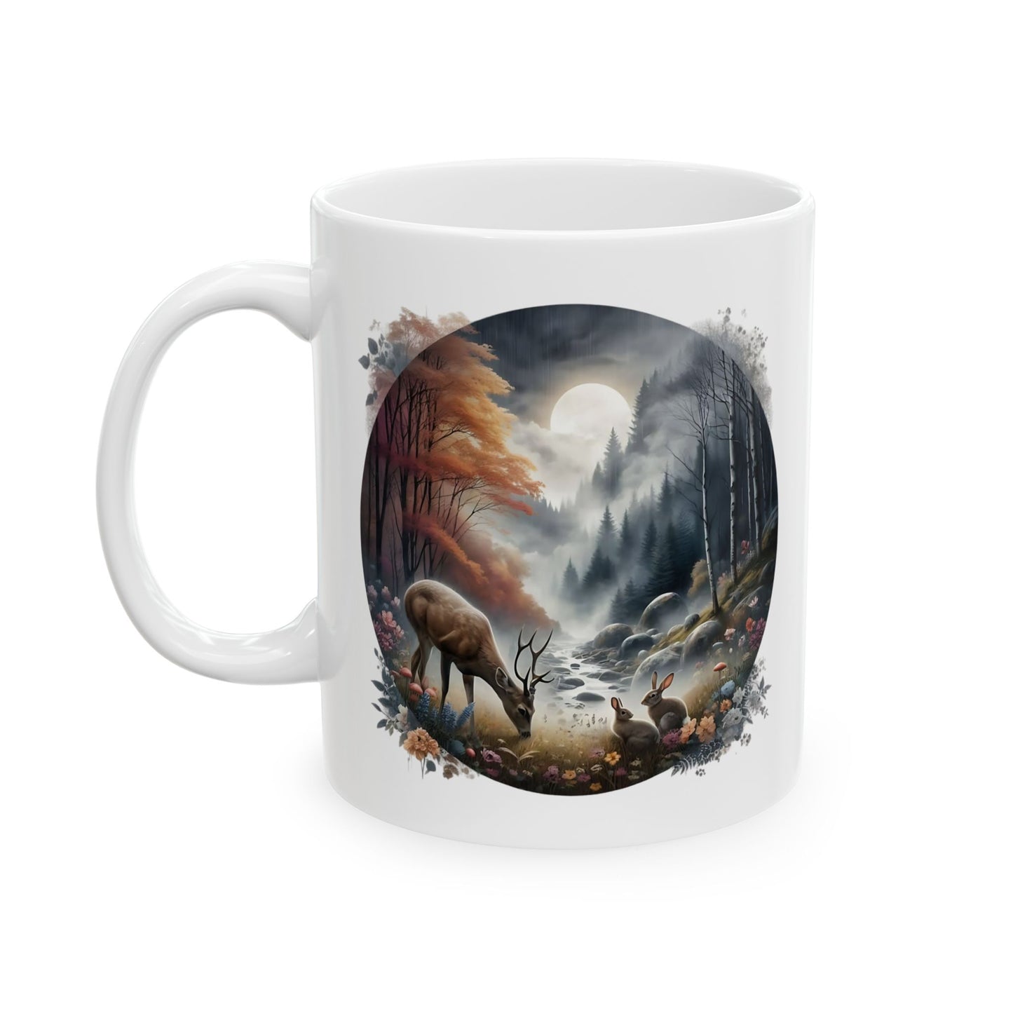 🦌🌲 Deer Forest Mug – Rustic Wildlife Coffee Cup ☕🍂