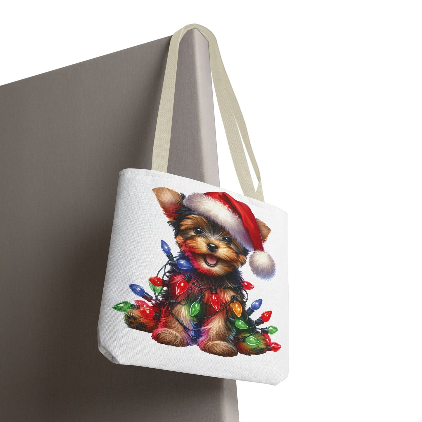 🎄 Yorkie Christmas Lights Tote Bag – Holiday Cheer in Every Carry 🎁