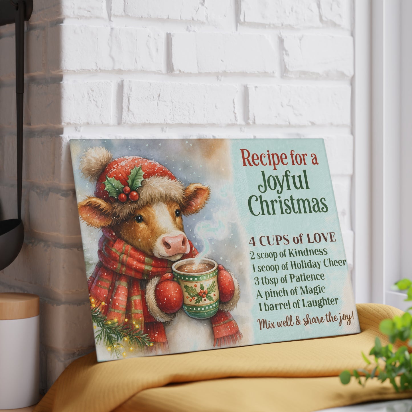 🎄☕ Highland Cow Recipe for a Joyful Christmas Cutting Board – Festive Winter Kitchen Décor ❄️✨