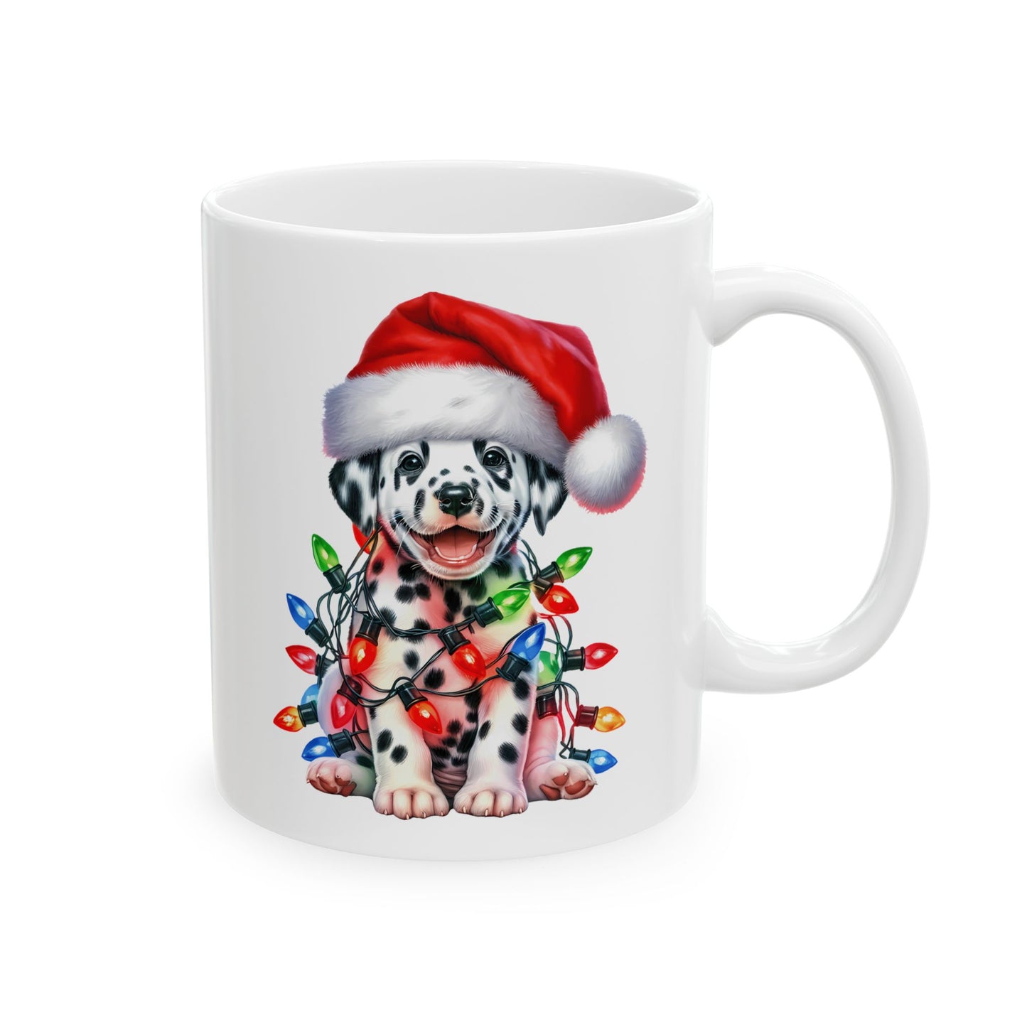 Dalmatian Christmas Lights Mug – Personalized Holiday Cheer in Every Sip 🎅🌟
