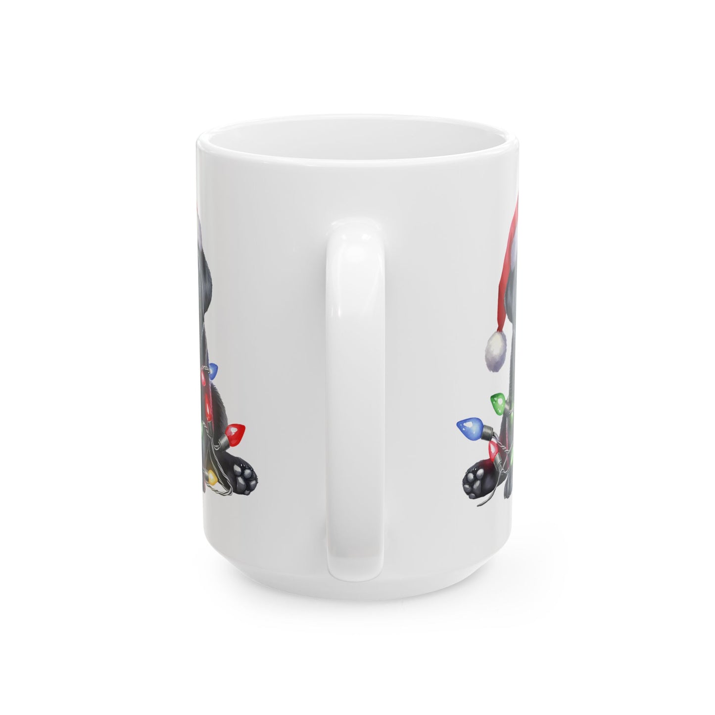 🎄 Labrador Puppy Christmas Mug – Santa Hat & Holiday Lights Cheer 🐾