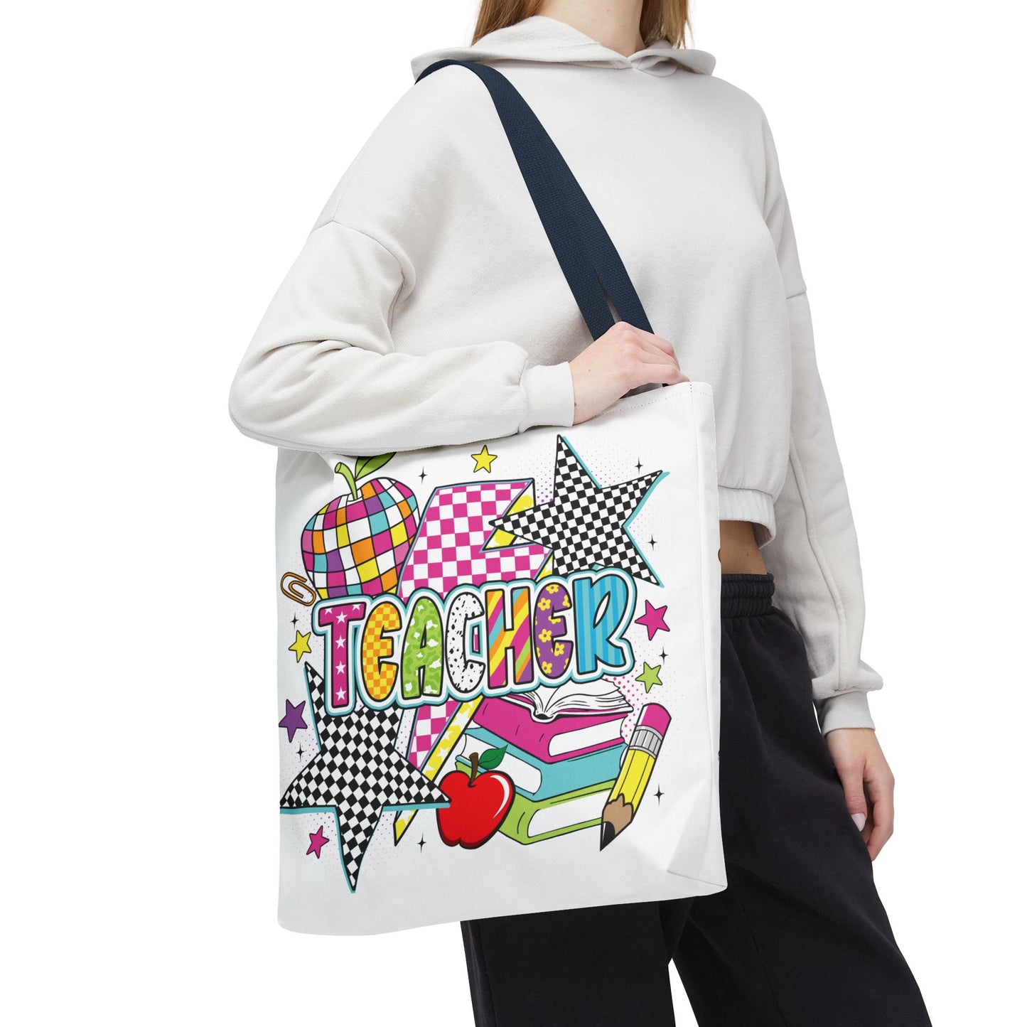 🌟 Bright Teacher Stars Tote – Bold Style for the Best in Class 🍎