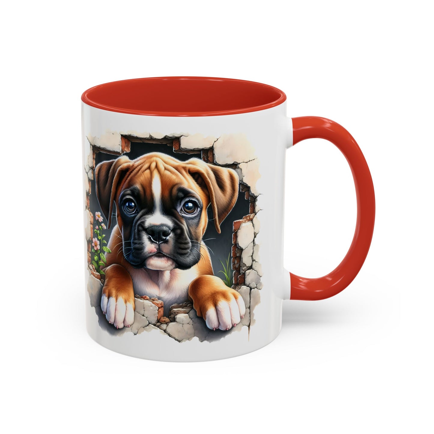 🐶☕ Boxer Puppy Peek Accent Mug – Adorable Dog Lover Gift ✨💛