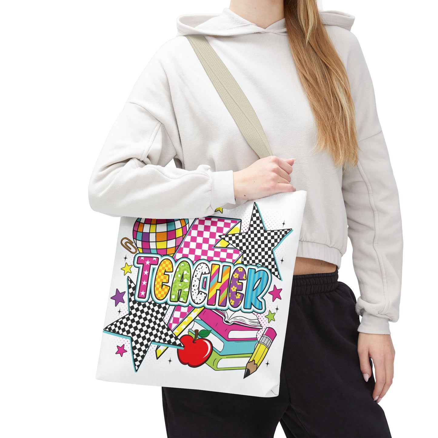 🌟 Bright Teacher Stars Tote – Bold Style for the Best in Class 🍎