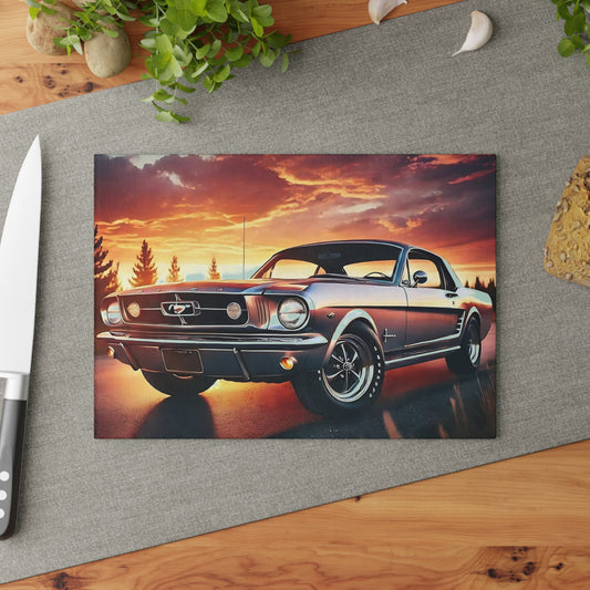 1960s Mustang Cutting Board, Classic Car Decor, Glass Cutting Board, Muscle Car Gift, Mustang Enthusiast, Vintage Car Kitchenware, Mustang