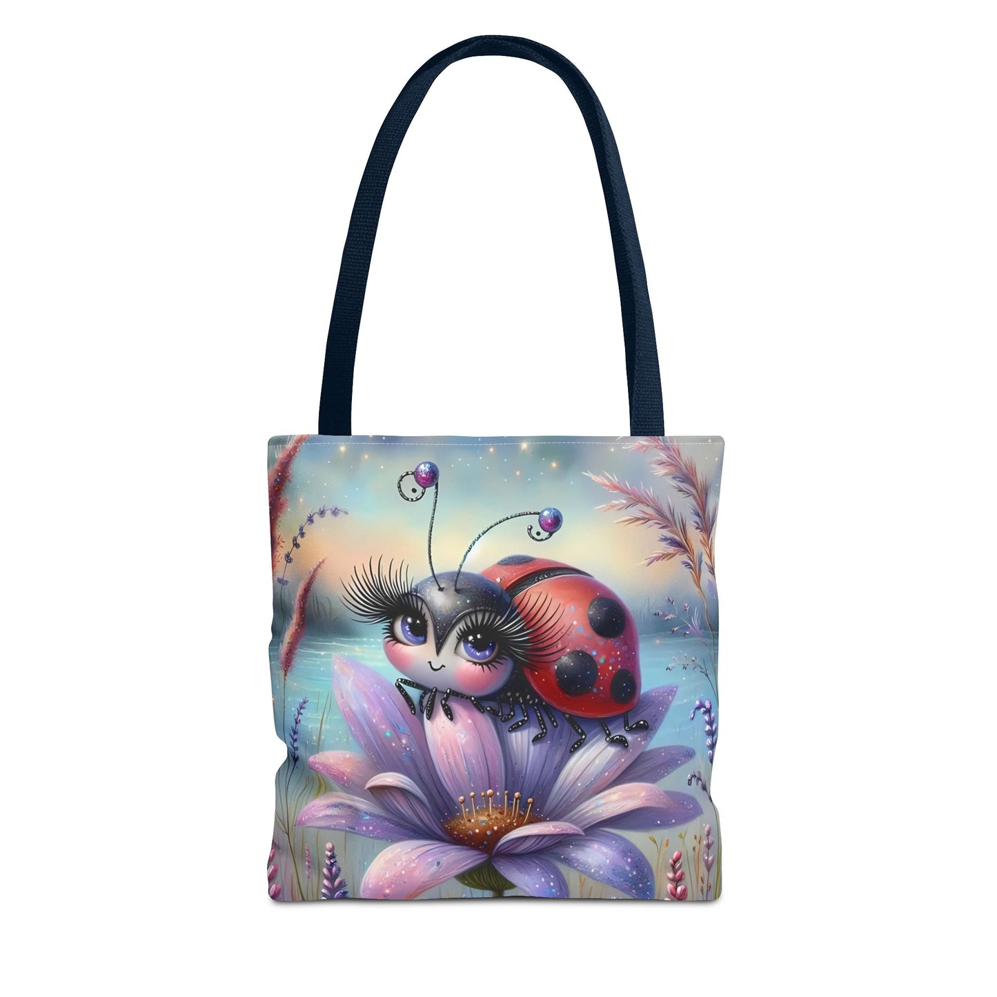 🐞 Mariquita sobre una flor junto al lago – Bolsa de tela inspirada en la naturaleza