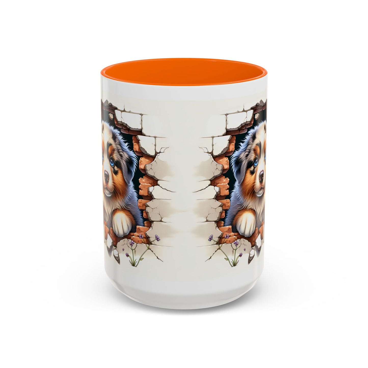 🐾☕ Australian Shepherd Puppy Peek Accent Mug – Blue-Eyed Beauty Dog Lover Gift ✨💙