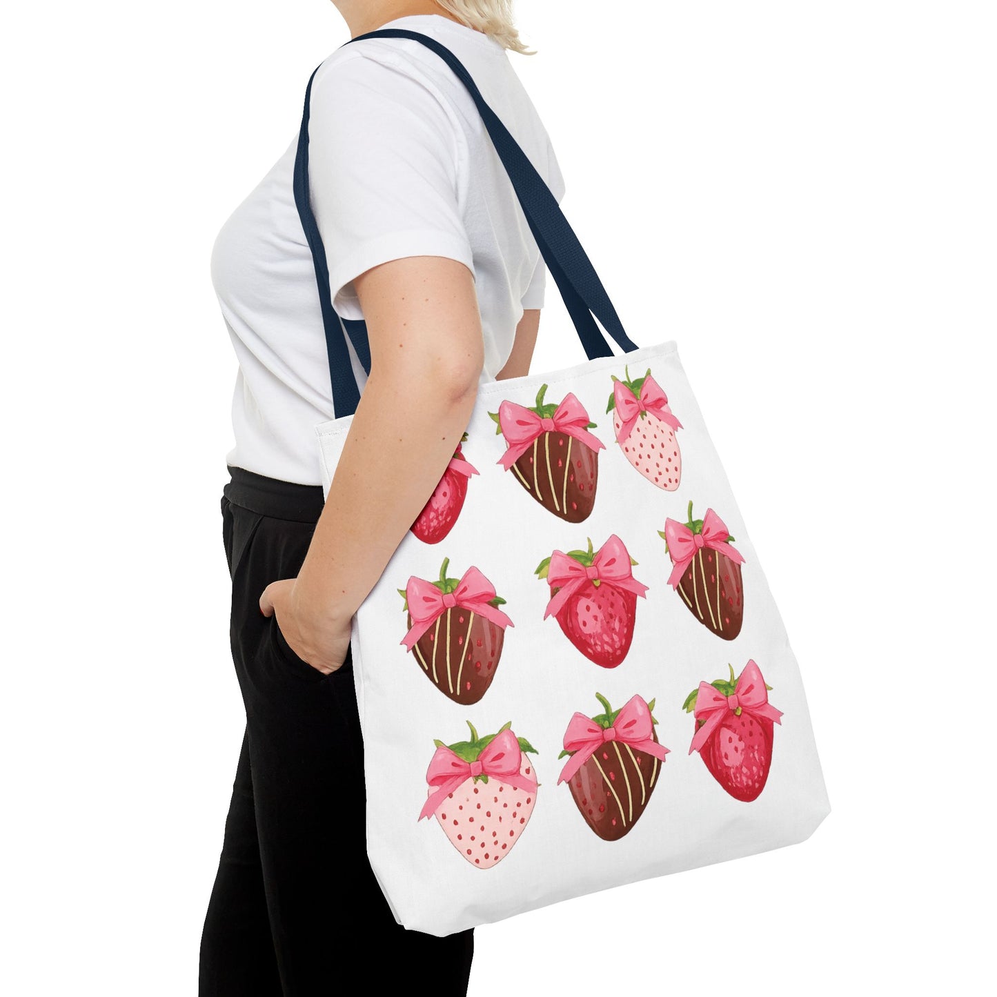 🍓 Chocolate-Covered Strawberry Tote Bag – Sweet, Stylish & Practical 🍫