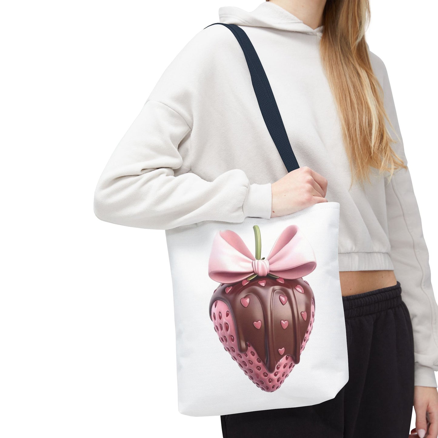 🍓 Chocolate-Dipped Strawberry Tote Bag – Sweet, Romantic & Practical 🍫