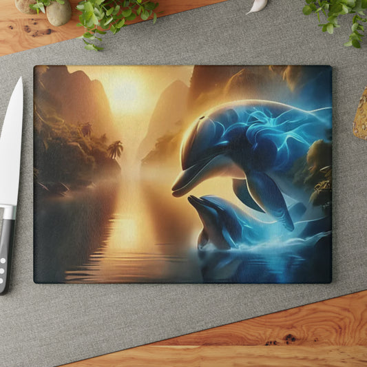 Tabla de cortar con diseño de delfines, decoración de cocina con delfines, cocina con temática oceánica, decoración de vida marina, regalo de vida marina, regalo para amantes de los delfines, tabla de charcutería