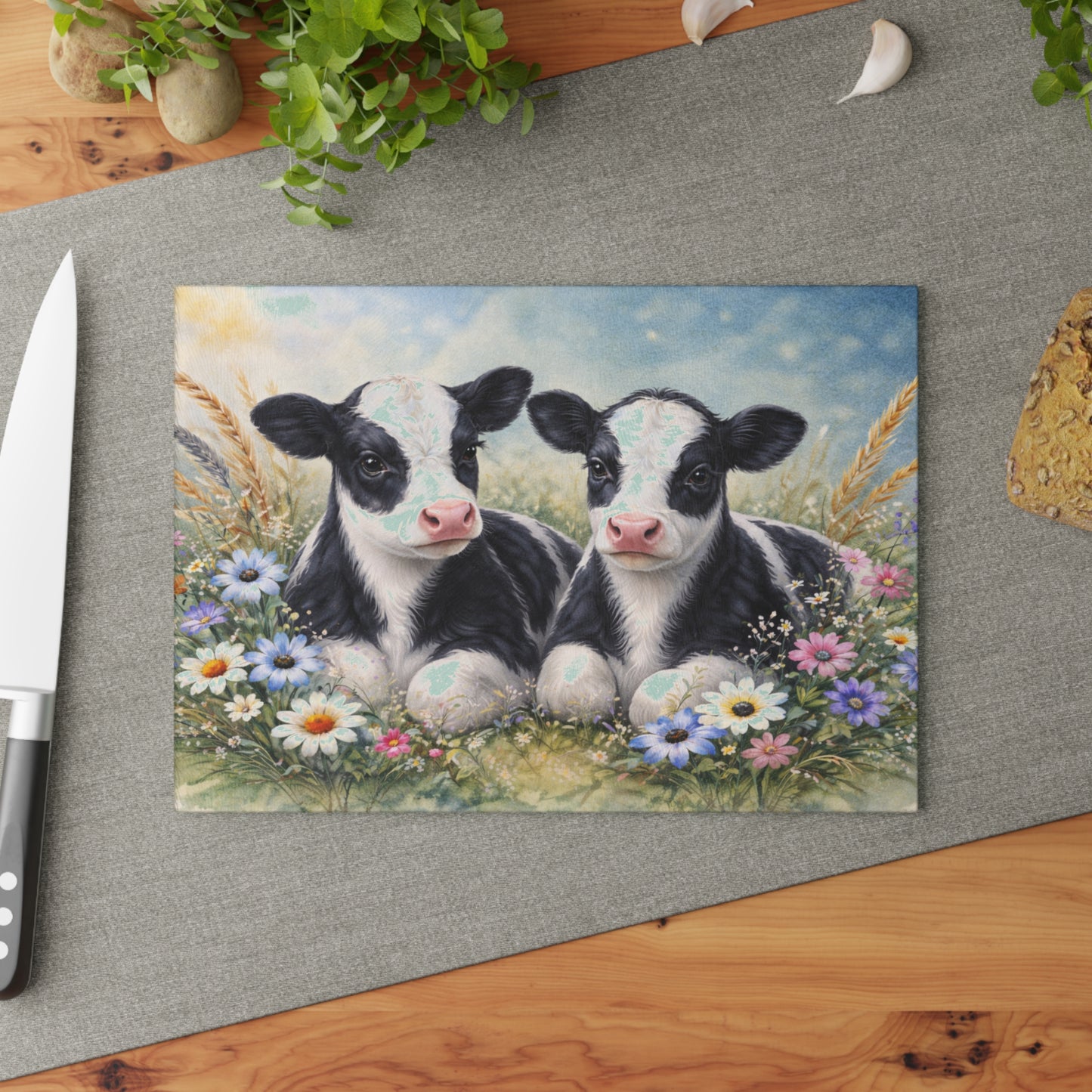 Adorable Calf Duo Cutting Board – Country Charm for Your Kitchen