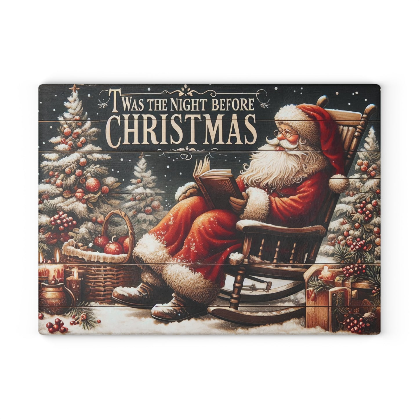 🎅✨ ’Twas the Night Before Christmas Santa Cutting Board – Cozy Holiday Magic for Your Kitchen 🎄🔥