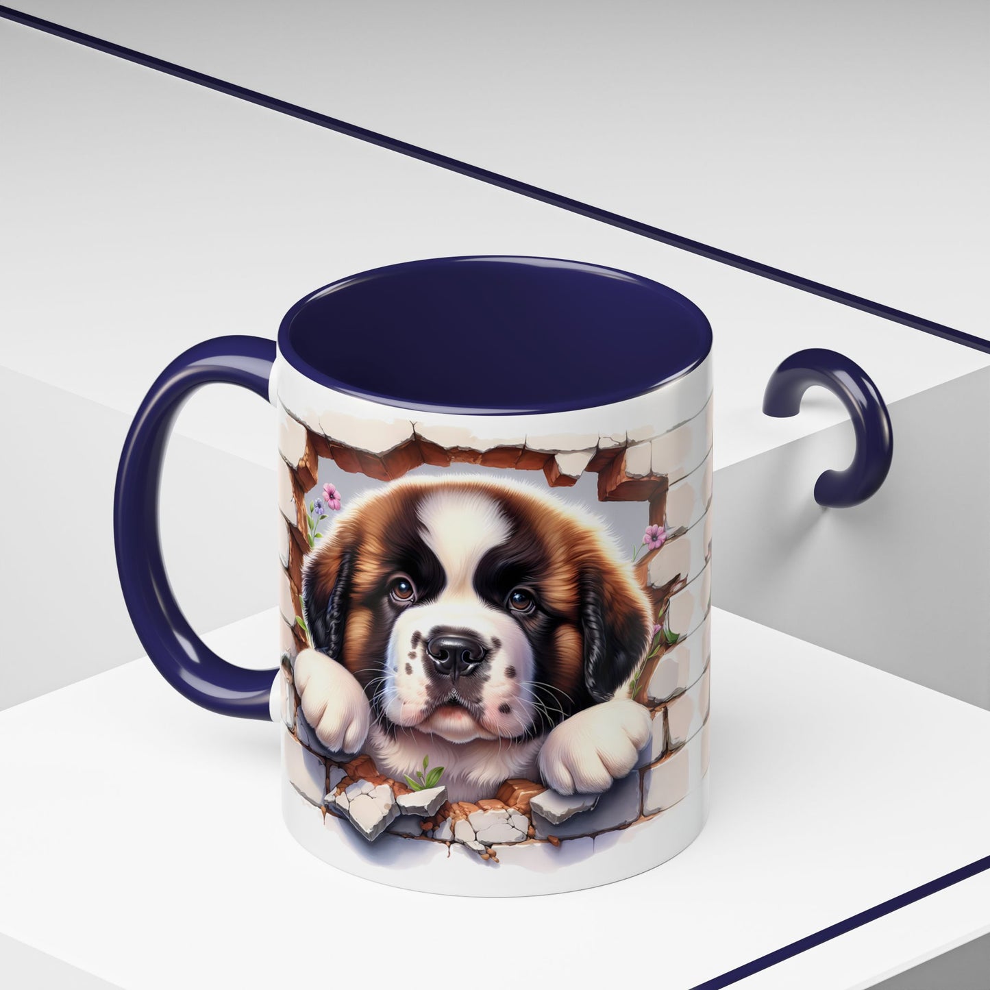 🐾☕ St. Bernard Puppy Peek Accent Mug – Gentle Giant Pup Lover Gift ✨❤️