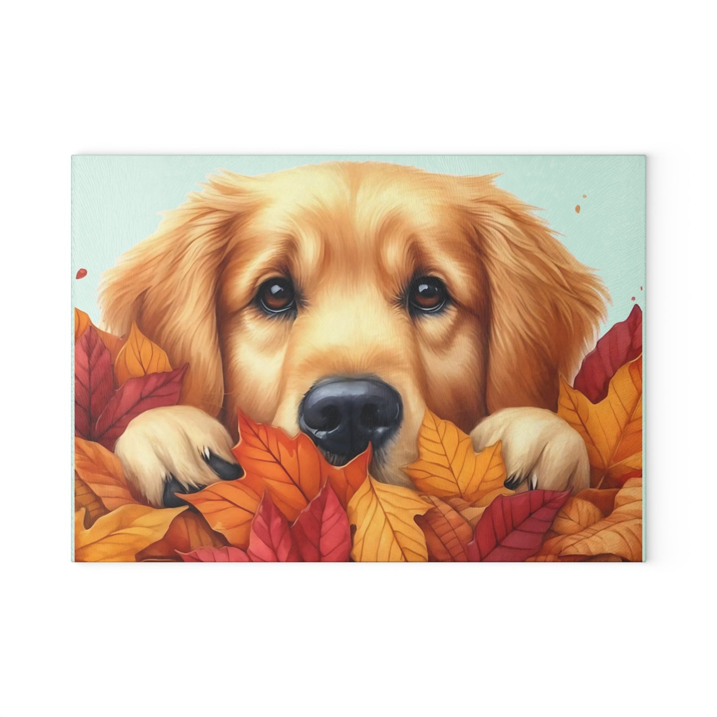 🍂🐾 Golden Retriever Autumn Leaves Cutting Board – Cozy Fall Kitchen Charm with Puppy Love 🐕🍁