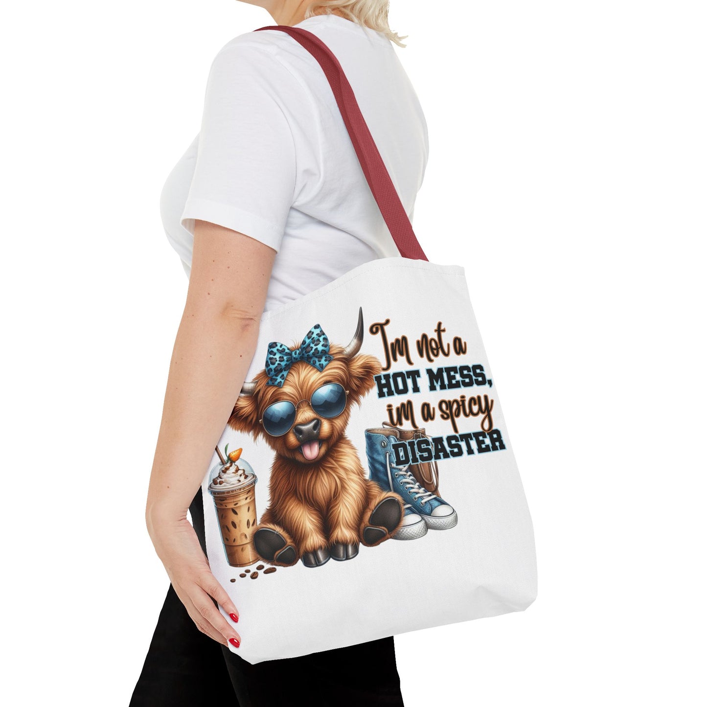 Bolsa de tela Highland Cow: «No soy un desastre picante, soy un desastre picante».
