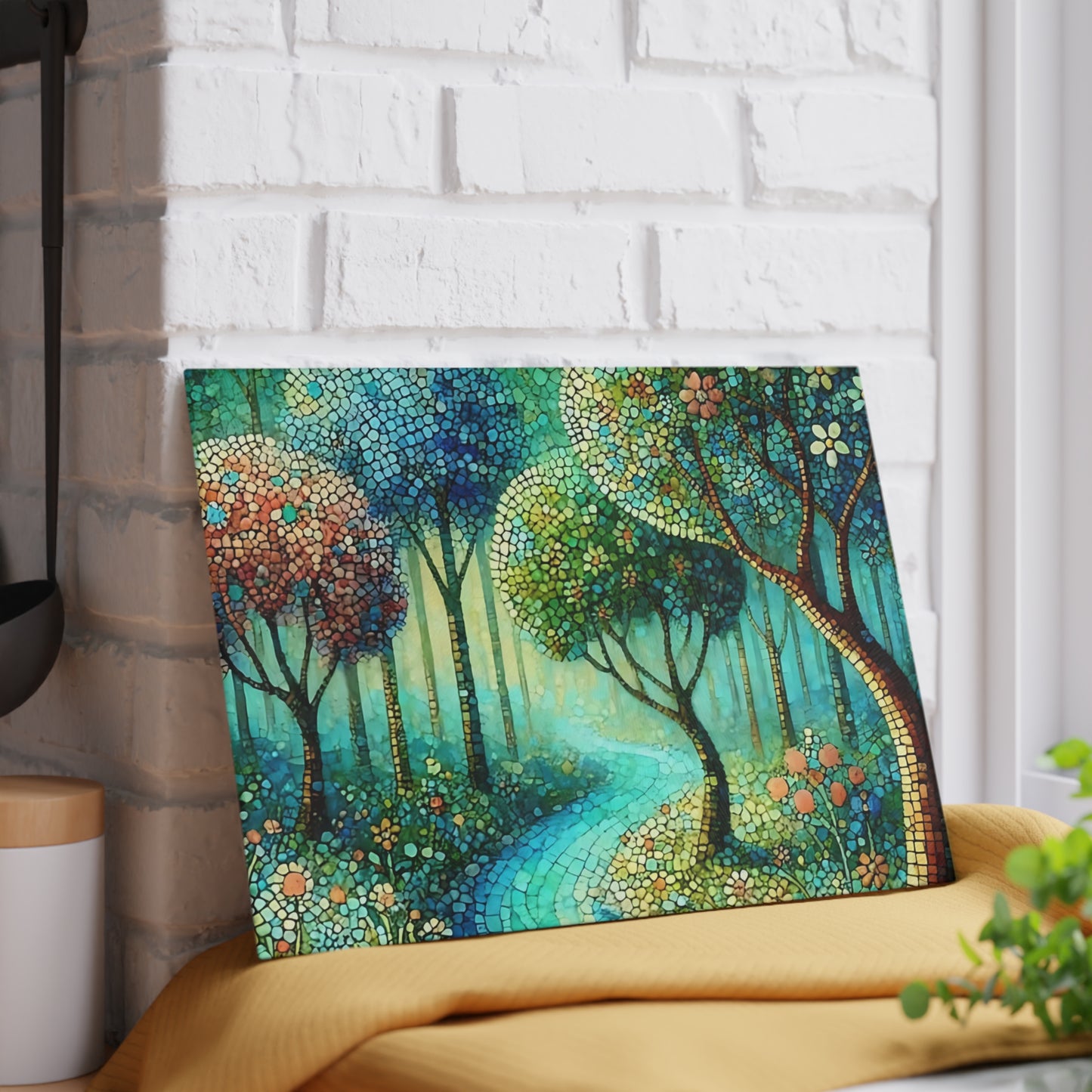 Tabla de cortar de vidrio templado con diseño de mosaico – Artistic Nature Design