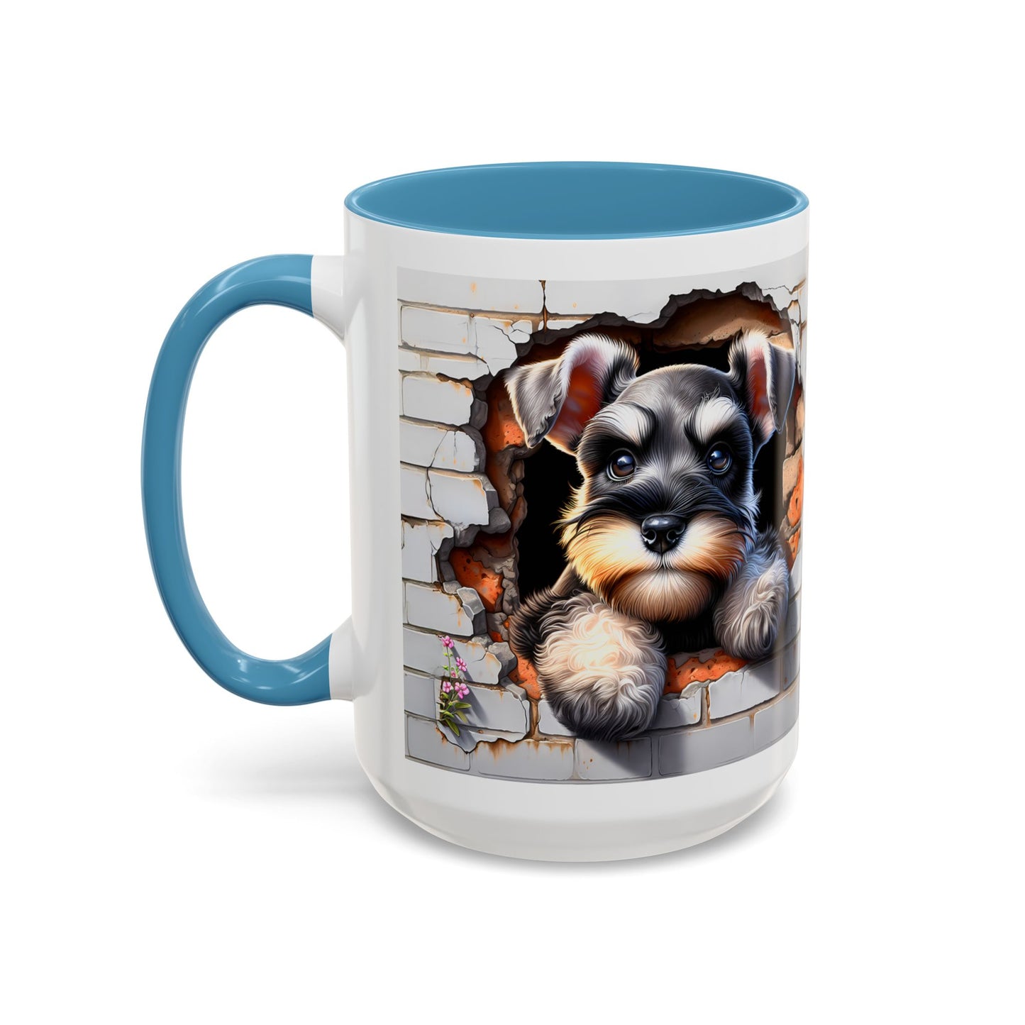 🎀🐶 Schnauzer Puppy Accent Mug – Cute Peek-Through Dog Design for Animal Lovers ☕💖