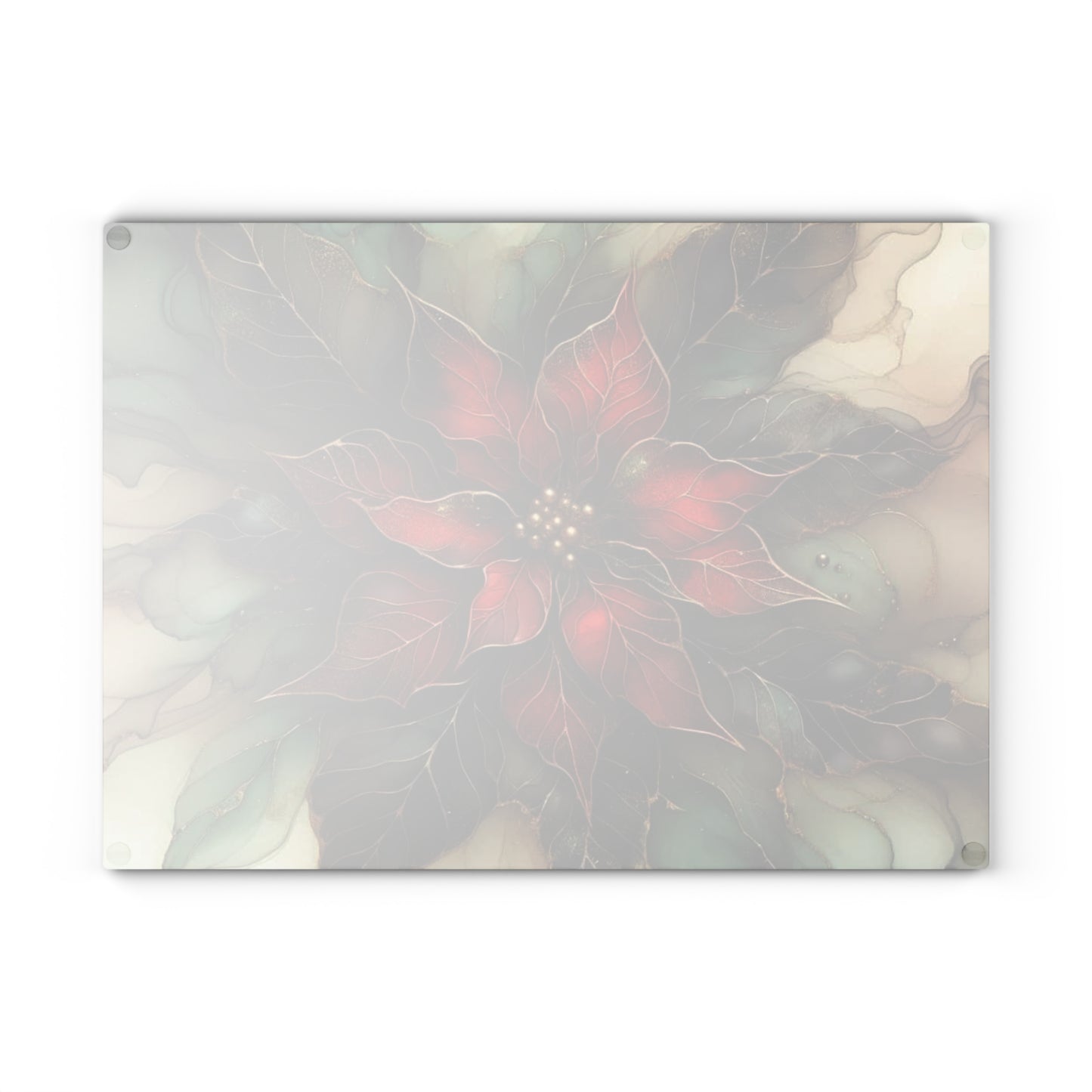 🎄 Elegant Poinsettia Bloom – Holiday Art Tempered Glass Cutting Board