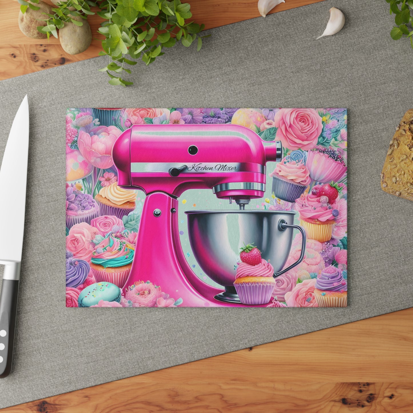 💖 Pink Kitchen Mixer Cutting Board – Sweet Baking Bliss for Your Kitchen 🍰