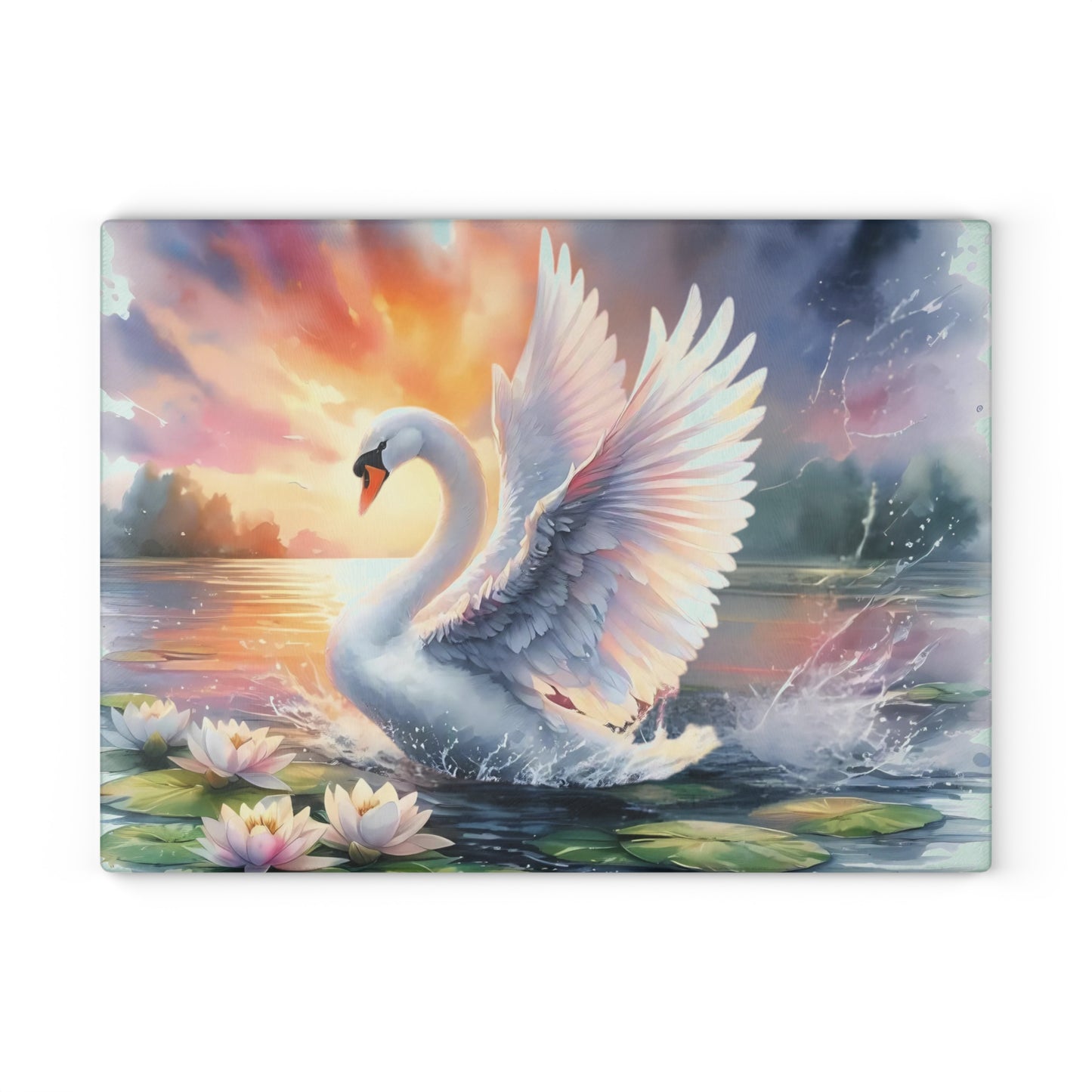 Swan cutting Board, Tempered Glass Cutting Board, Charcuterie Board, Chopping Board, Housewarming Gift Custom cutting board