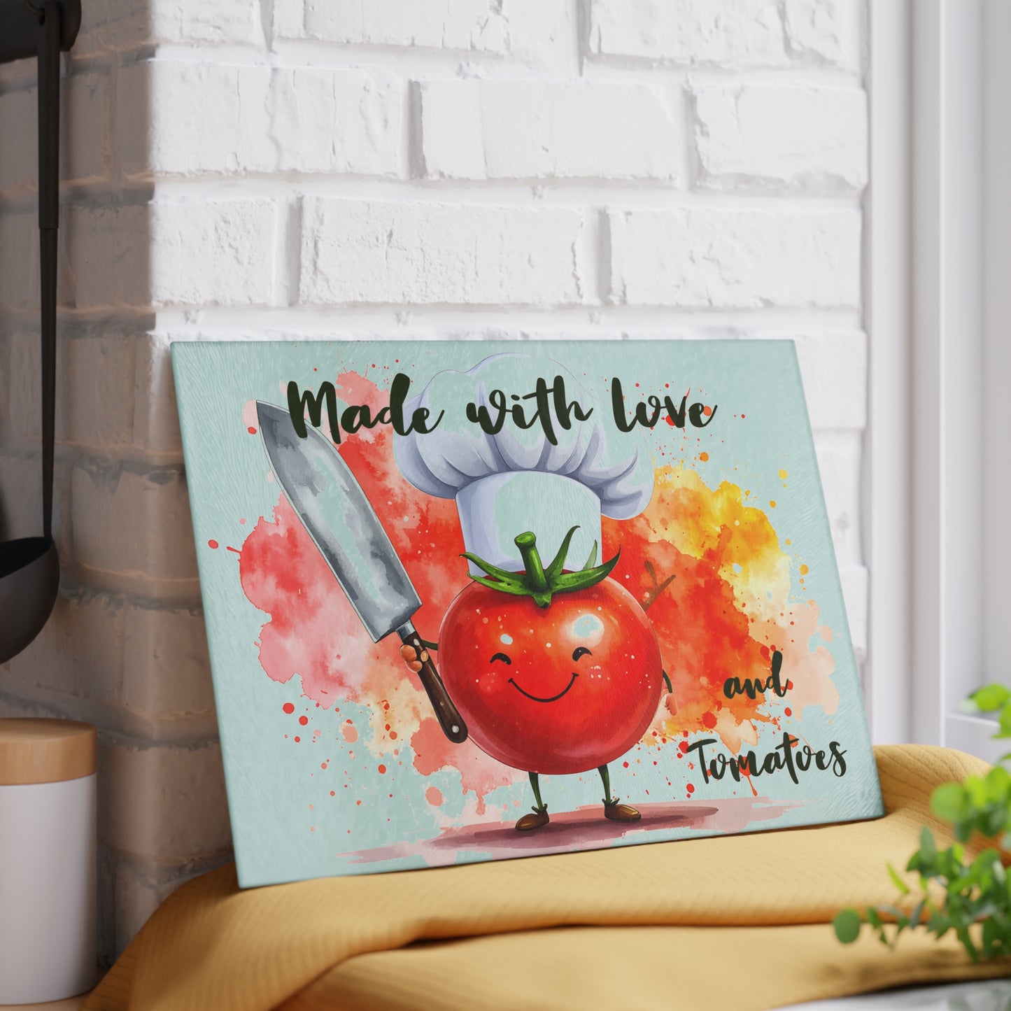 🍅 Made With Love and Tomatoes – Funny Chef Cutting Board