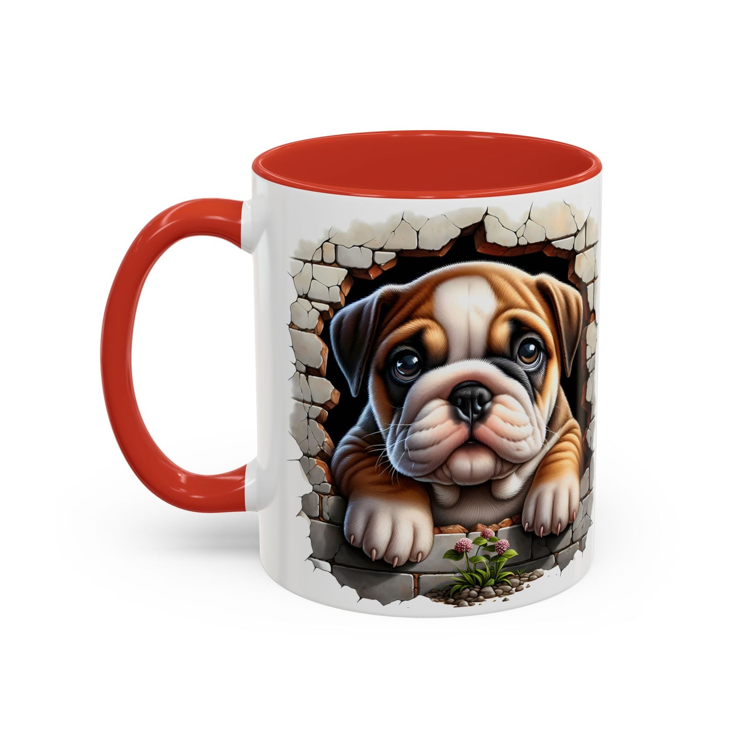 🎀🐶 English Bulldog Puppy Accent Mug – Cute Peek-Through Dog Design for Animal Lovers ☕💖