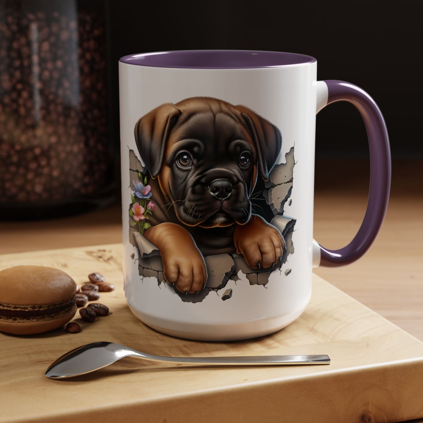 🧡 Boxer Puppy Accent Mug – Adorable Peek-Through Cup for Dog Lovers