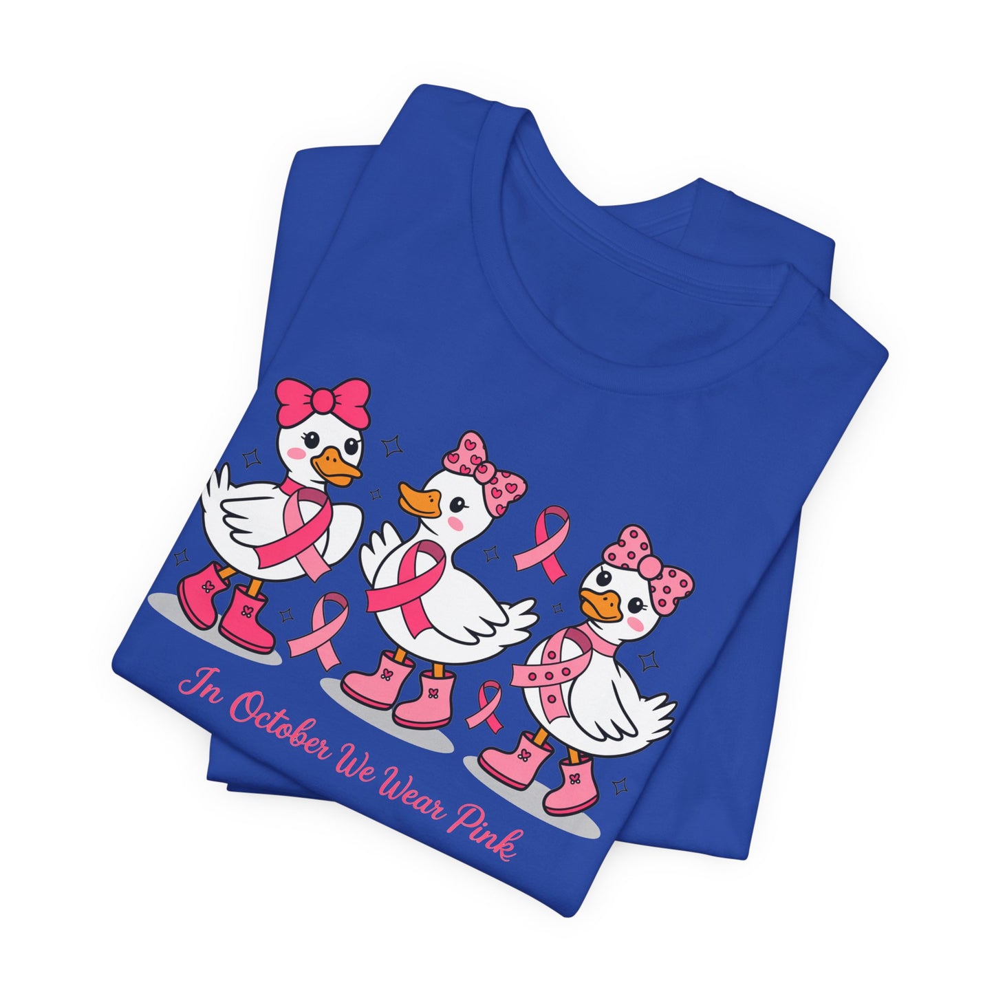 🎀🦆 In October We Wear Pink Duck T-Shirt – Cute Breast Cancer Awareness Tee 💖✨