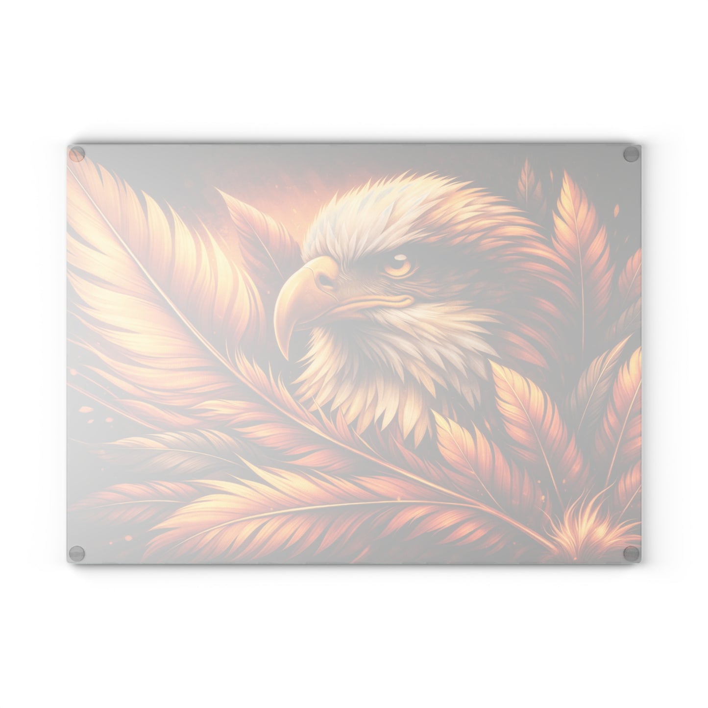 Majestic Eagle & Golden Feathers Glass Cutting Board – Bold Wildlife Kitchen Art