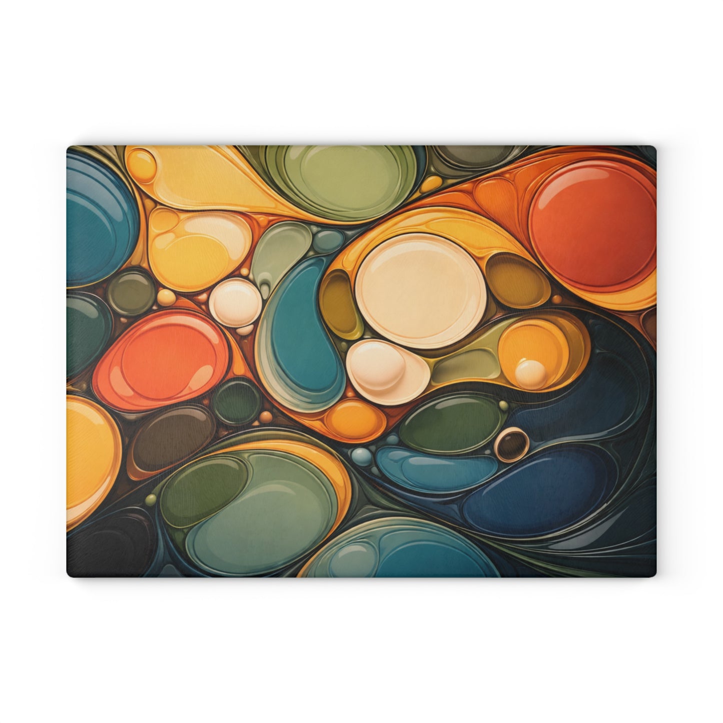 Colorful Abstract Retro Pattern Glass Cutting Board – Modern Kitchen Decor