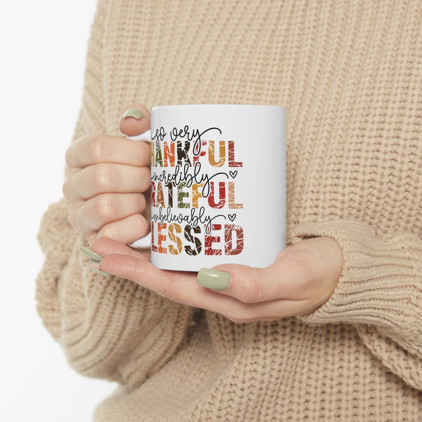 🍂 So Very Thankful • Incredibly Grateful • Unbelievably Blessed – Fall Typography Mug ✨☕