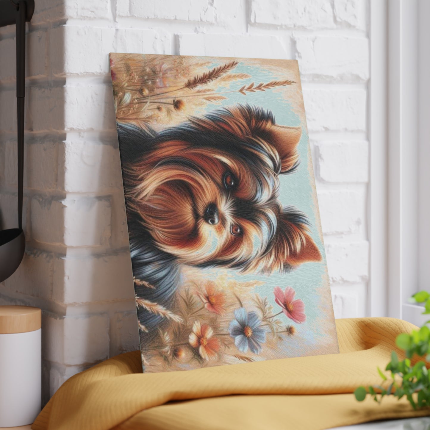 Yorkshire Terrier, tabla de cortar, regalo para amantes de los perros, vidrio templado, regalo de inauguración de la casa, amante de las mascotas, cocina con temática de perros, regalo de chef
