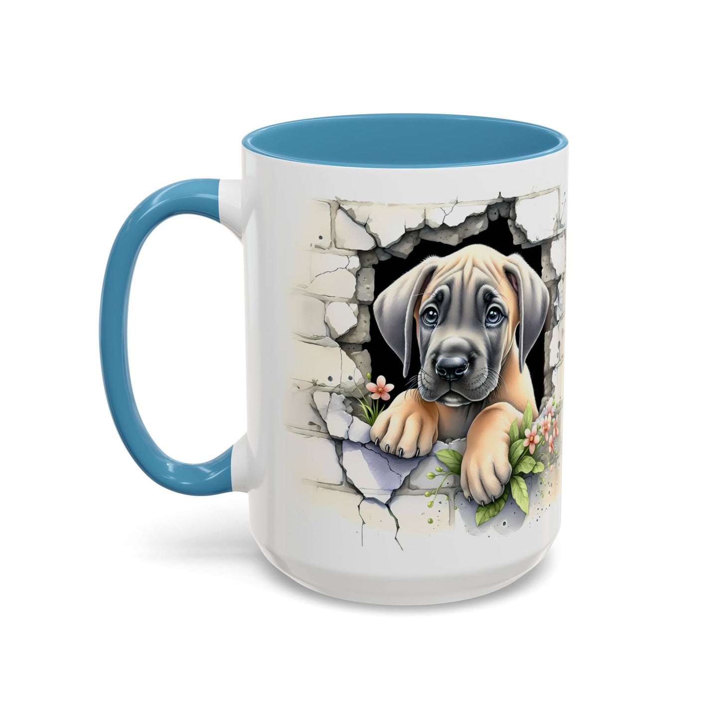 🐾 Great Dane Puppy Accent Mug – Sweet Peek-Through Puppy Design ☕💛