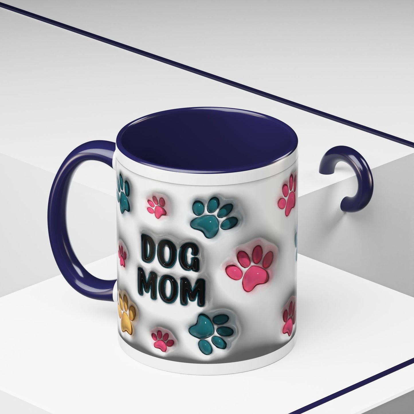 Dog Mom Accent Mug – Colorful Paw Print Cup for Proud Pet Parents