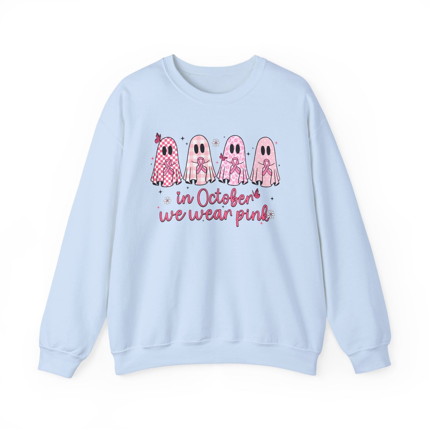 🎀👻 In October We Wear Pink Sweatshirt – Breast Cancer Awareness Halloween Ghosts