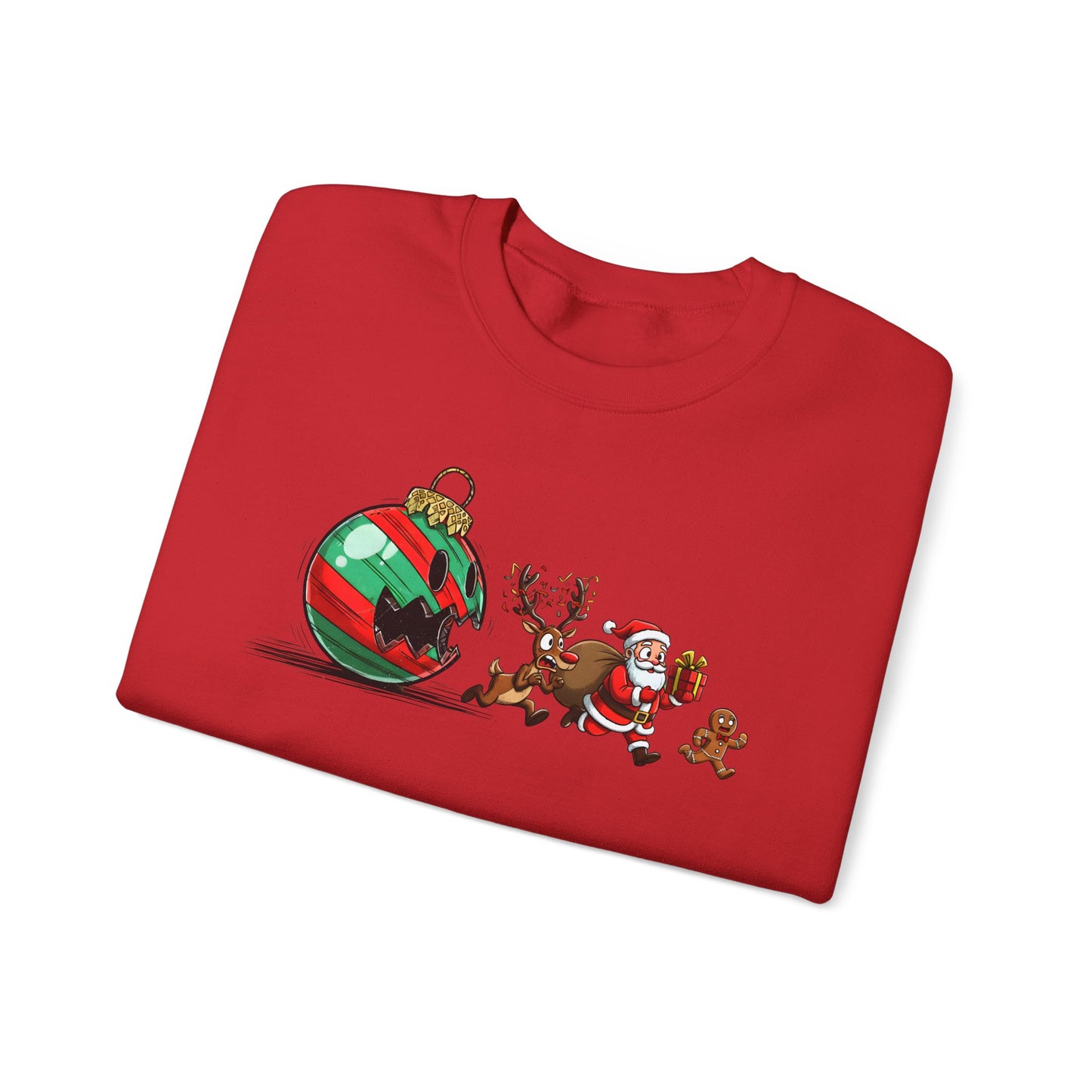 🎄🎅 Santa’s Great Ornament Escape Sweatshirt – Funny Christmas Crewneck for Holiday Laughs