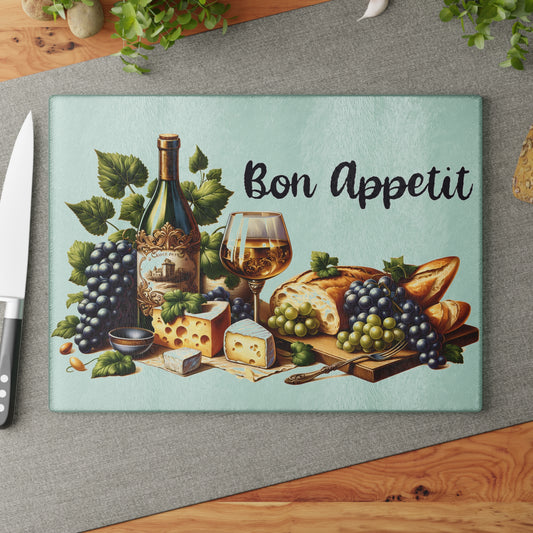 🍷 Bon Appétit Wine & Cheese Cutting Board – Elegant French Bistro Charm for Your Kitchen
