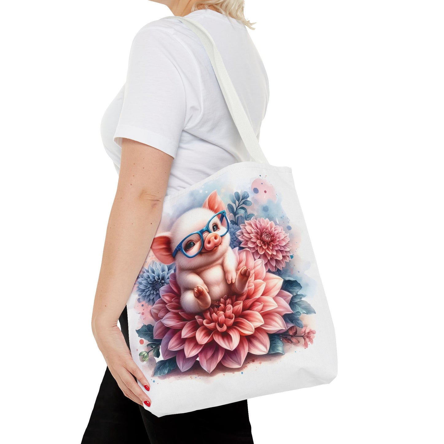 🐷 Floral Piglet Tote Bag – Cute, Whimsical & Practical 🌸