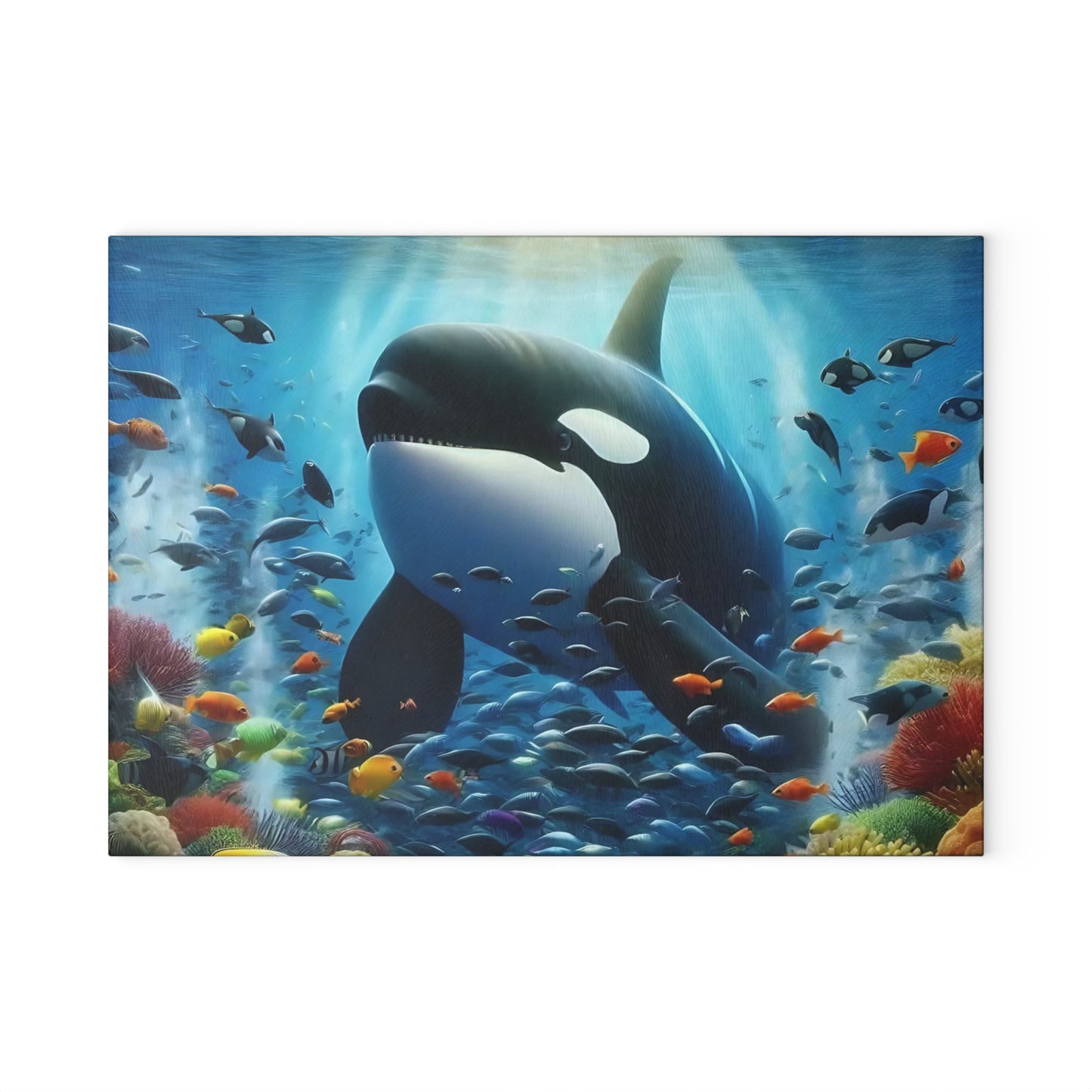 Tabla de cortar con escena oceánica, diseño de ballena, decoración de cocina, regalo para chefs, casa de playa, regalo de inauguración de la casa, cocina costera, tabla de charcutería