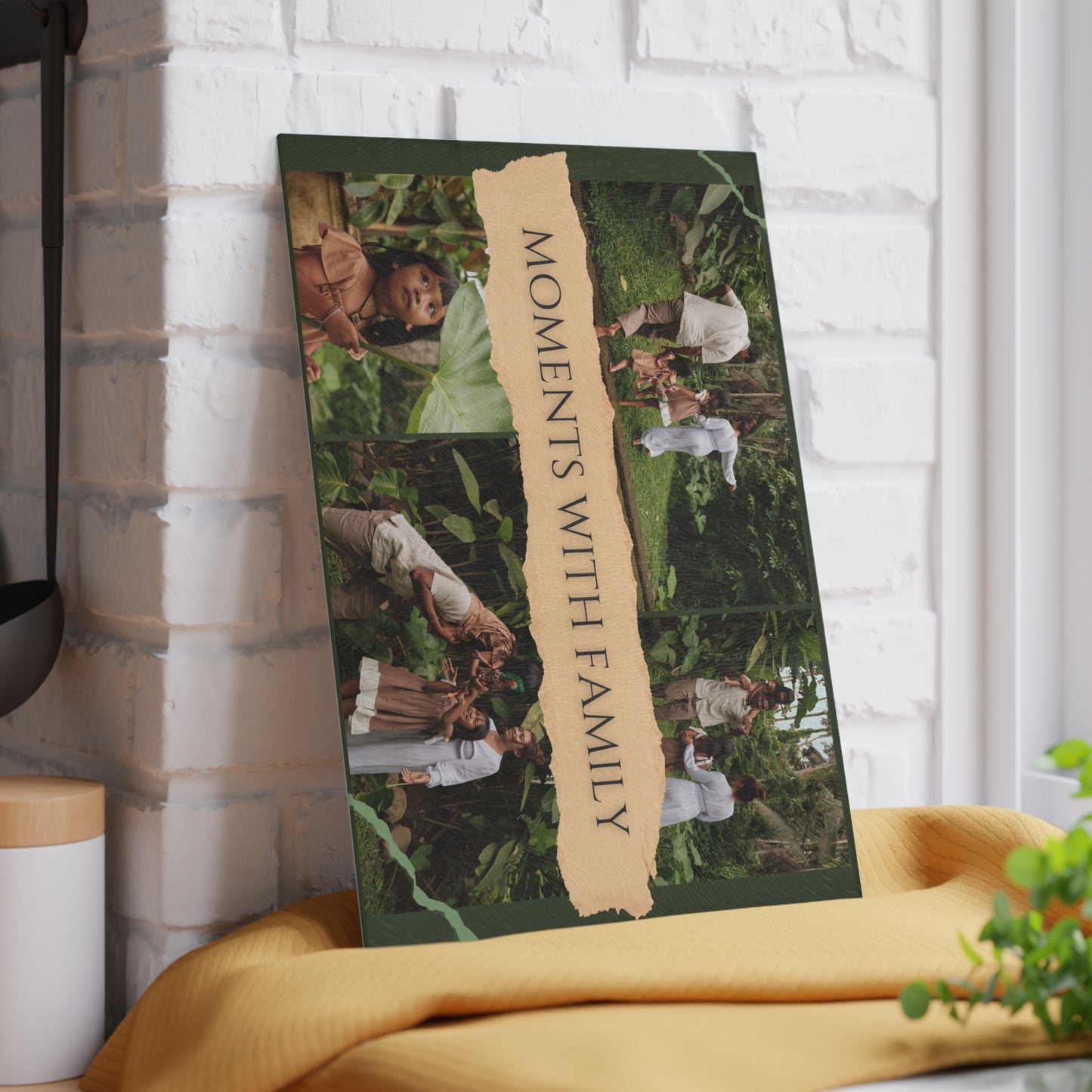 Moments with Family Photo Collage Glass Cutting Board – Personalized Family Memory Keepsake