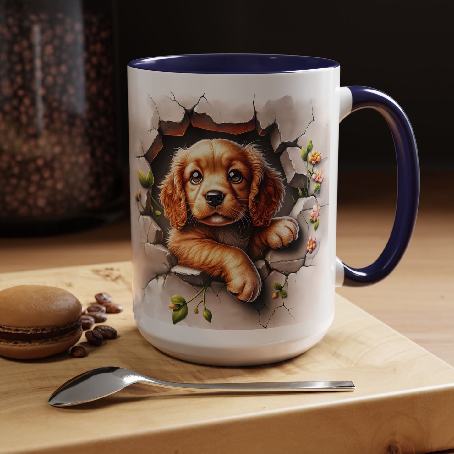 🐾 Cocker Spaniel Puppy Accent Mug – Sweet Fluffy Pup Coffee Cup ☕🤎