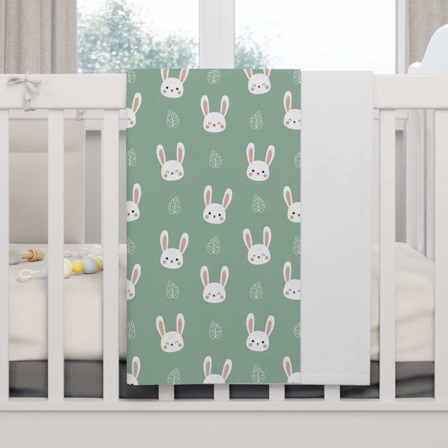 🐰 Velveteen Plush Bunny Blanket – Sage