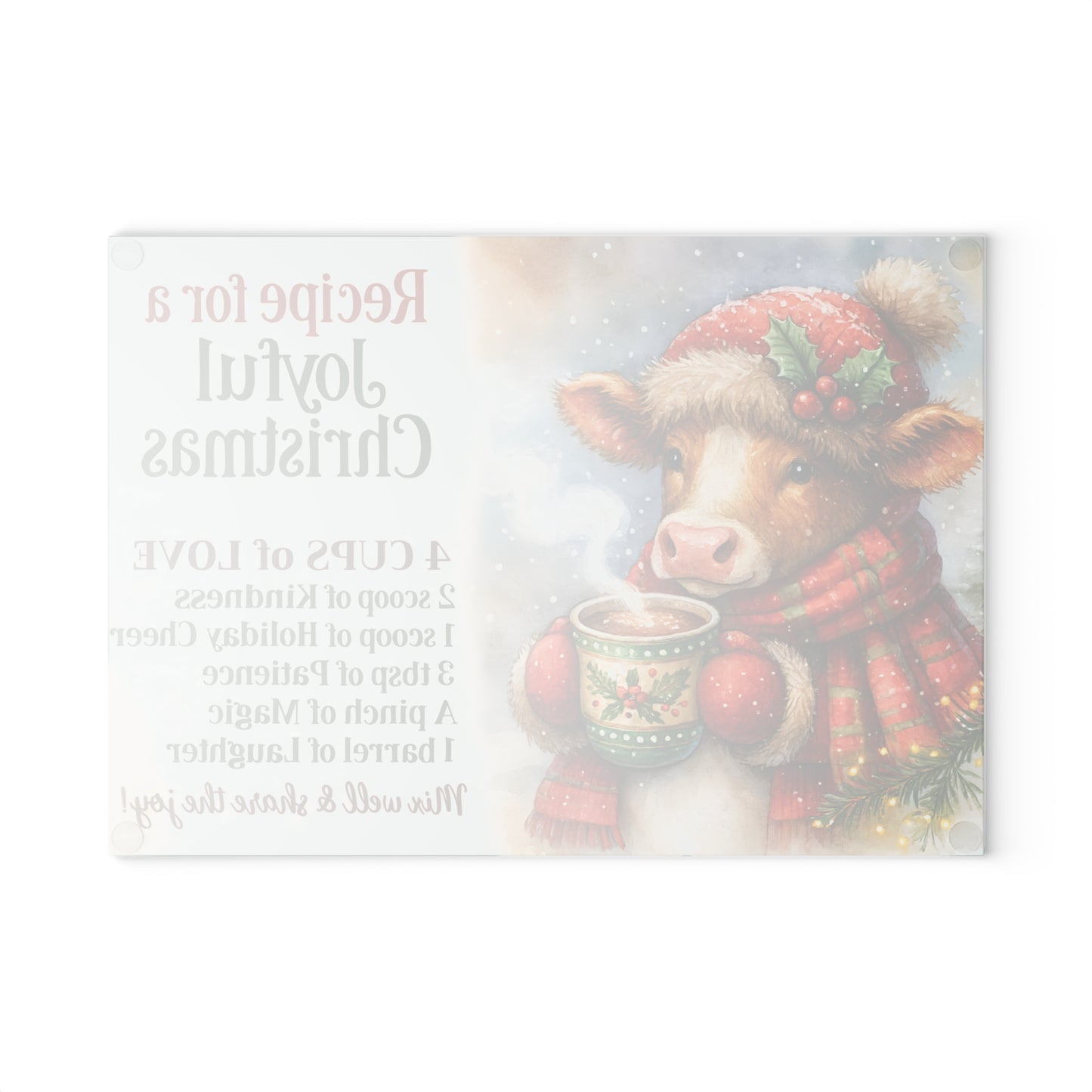 🎄☕ Highland Cow Recipe for a Joyful Christmas Cutting Board – Festive Winter Kitchen Décor ❄️✨