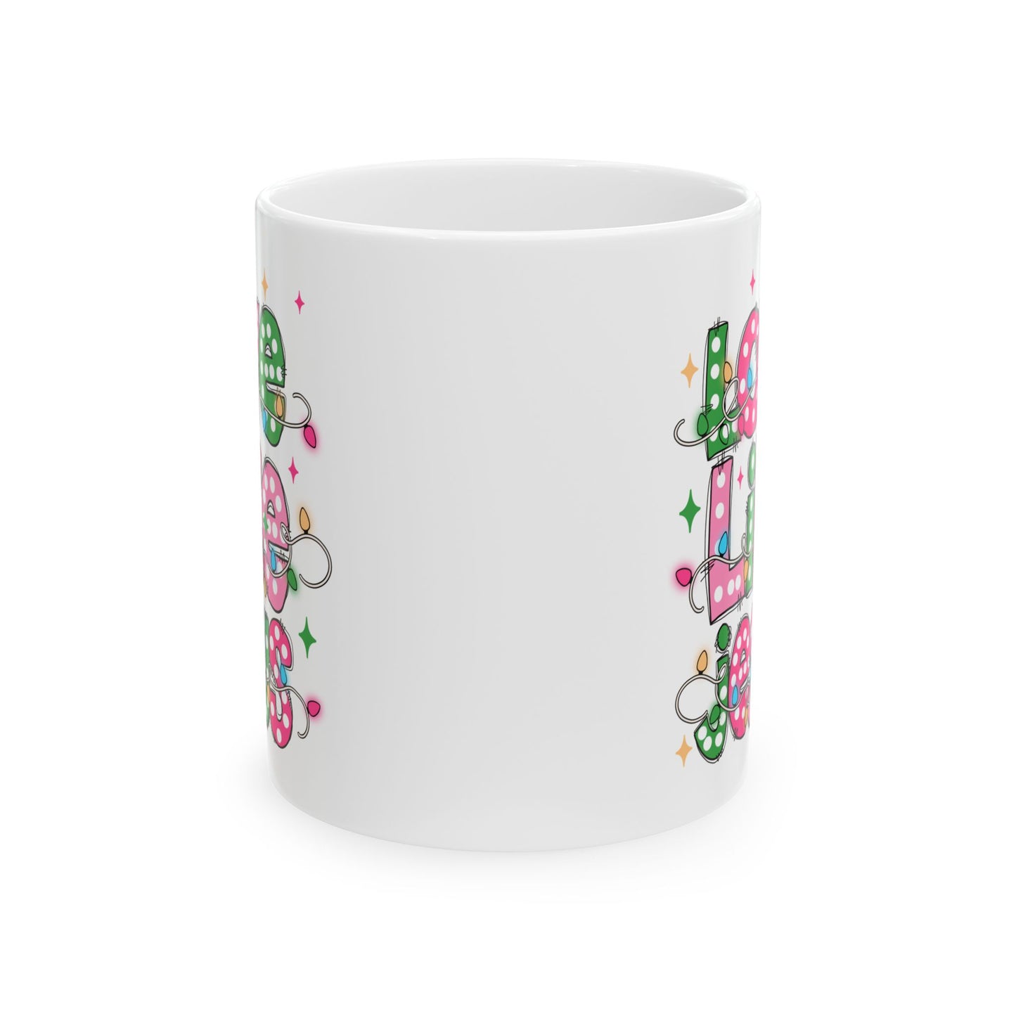 ☕ Love Like Jesus Coffee Mug – Holiday Lights & Faith-Filled Cheer 💖🎄