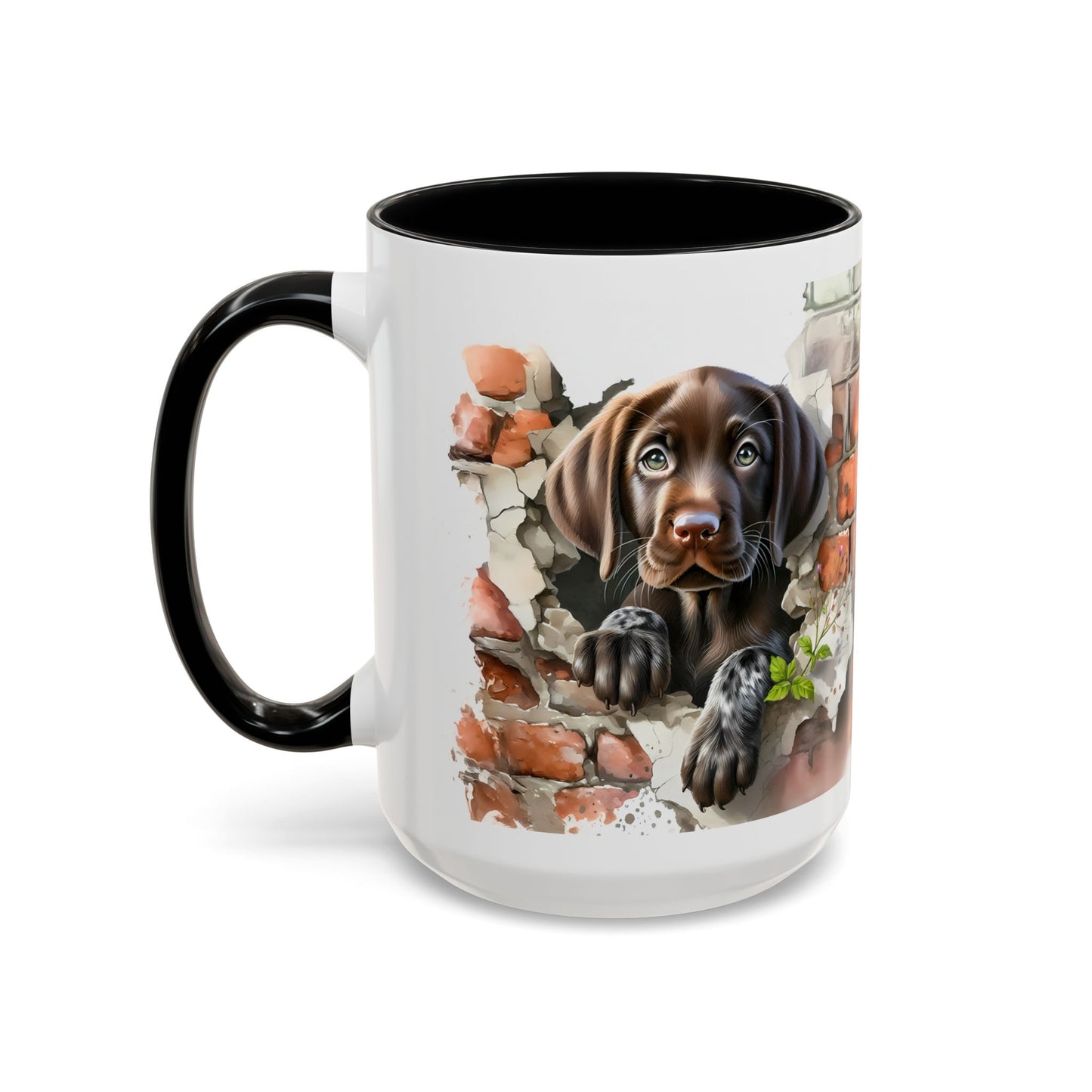 🐶🍫 Chocolate Lab Puppy Accent Mug – Sweet Brown Pup Coffee Cup ☕💛