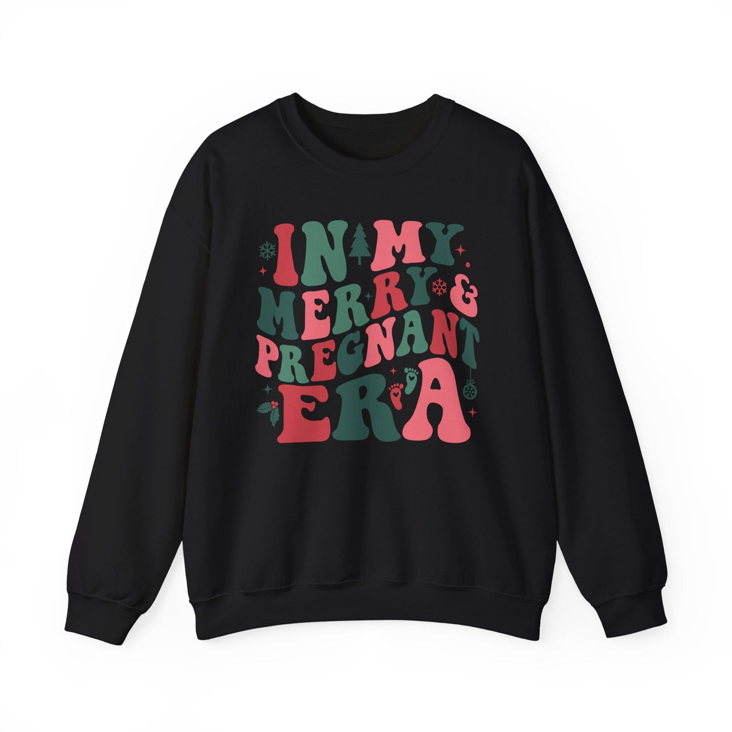 🤰🎄 In My Merry & Pregnant Era Christmas Sweatshirt – Cute Holiday Maternity Crewneck