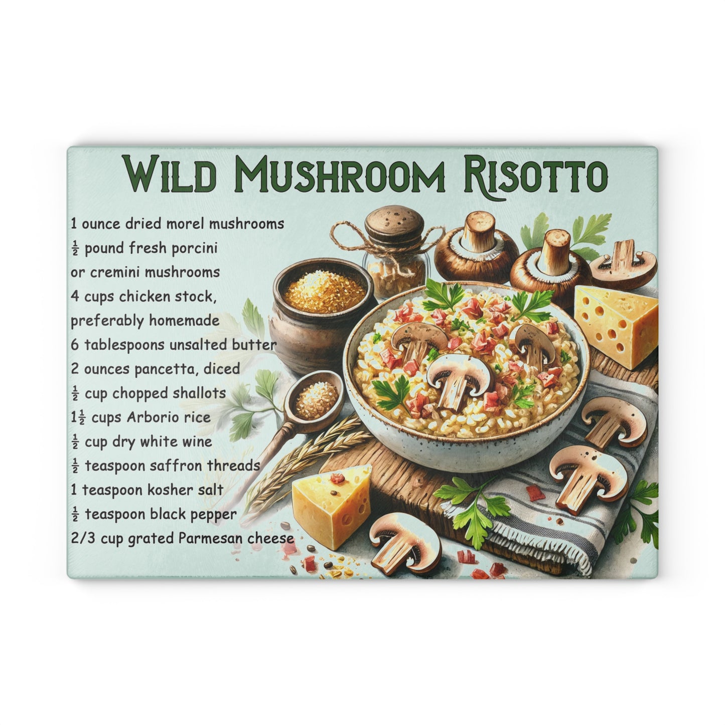 🍄 Wild Mushroom Risotto Cutting Board – Rustic Gourmet Charm for Your Kitchen