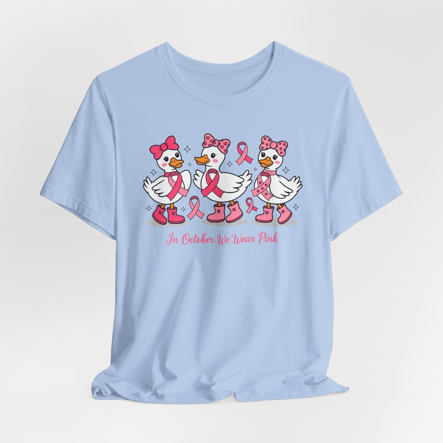🎀🦆 In October We Wear Pink Duck T-Shirt – Cute Breast Cancer Awareness Tee 💖✨
