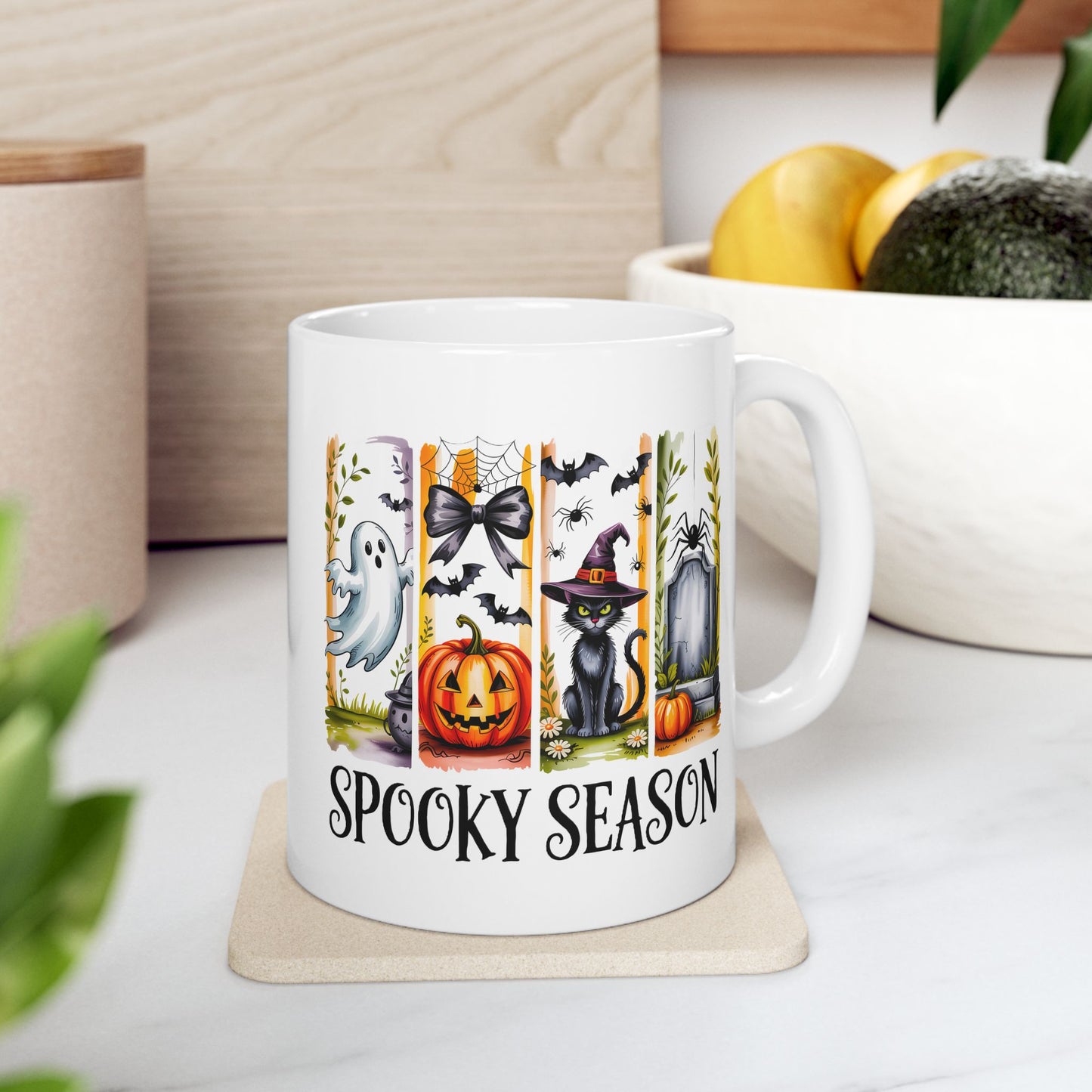 🎃 Spooky Season Mug – Cute Halloween Cat, Ghosts & Pumpkins 👻