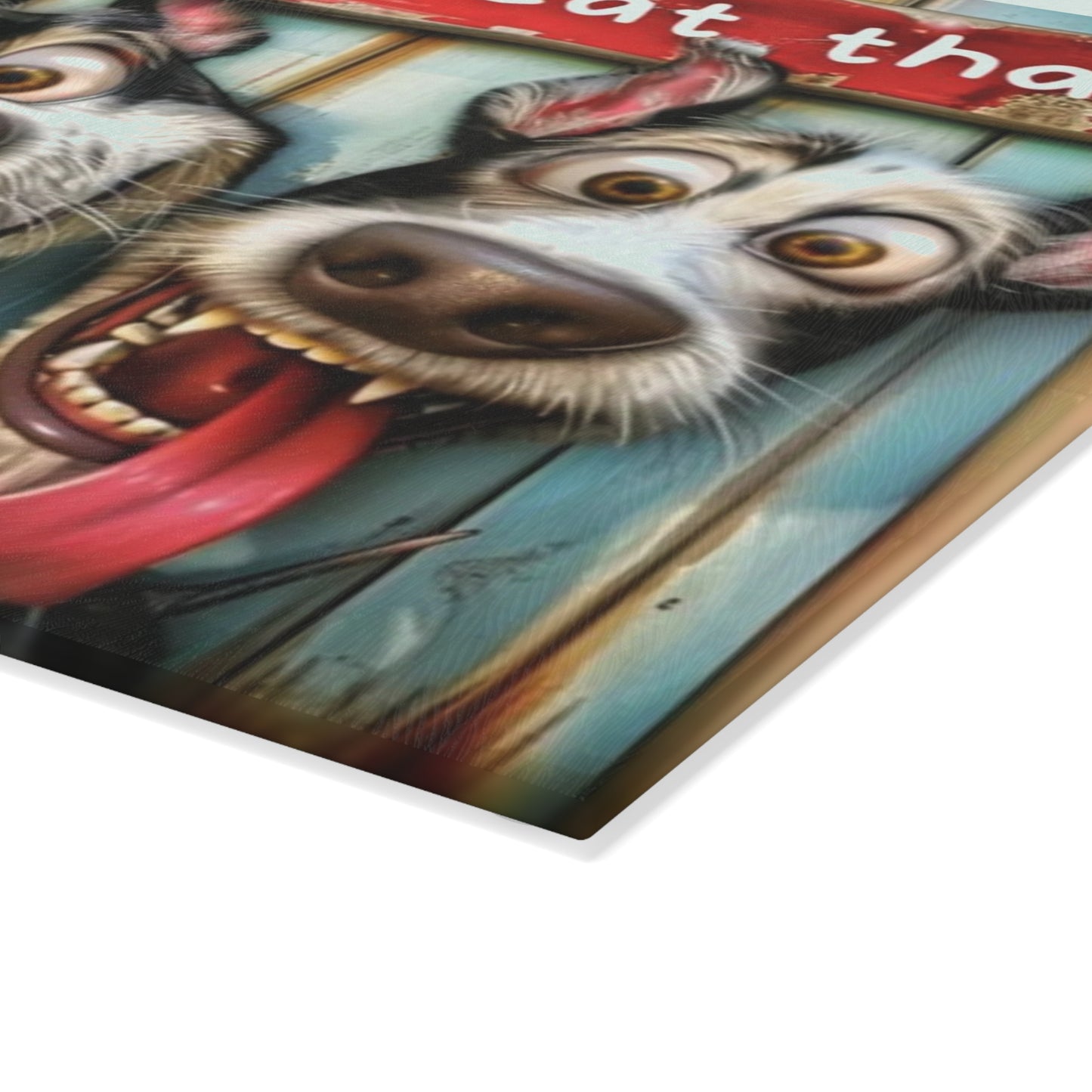 🐶🤣 “Hungry Pup Trio” Glass Cutting Board – Whimsical Fun for Your Kitchen